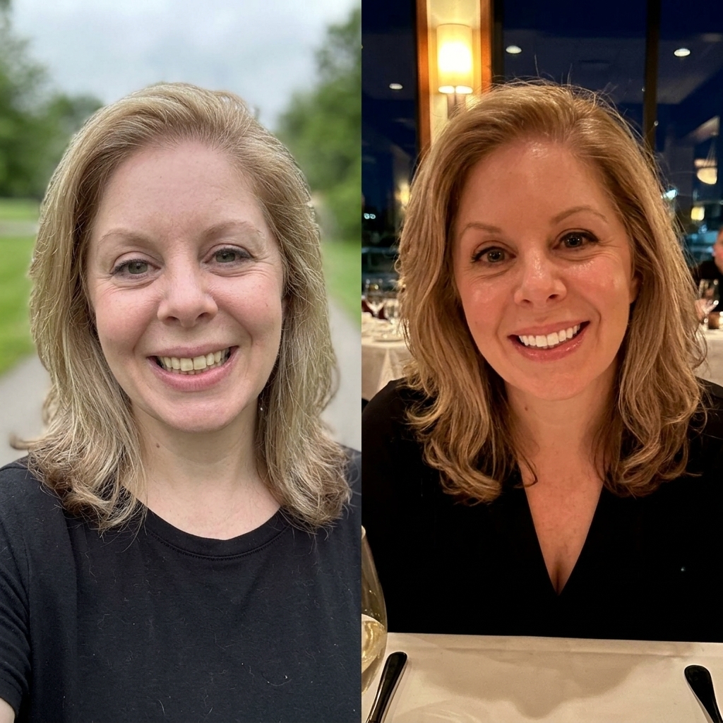 Before and after teeth whitening results