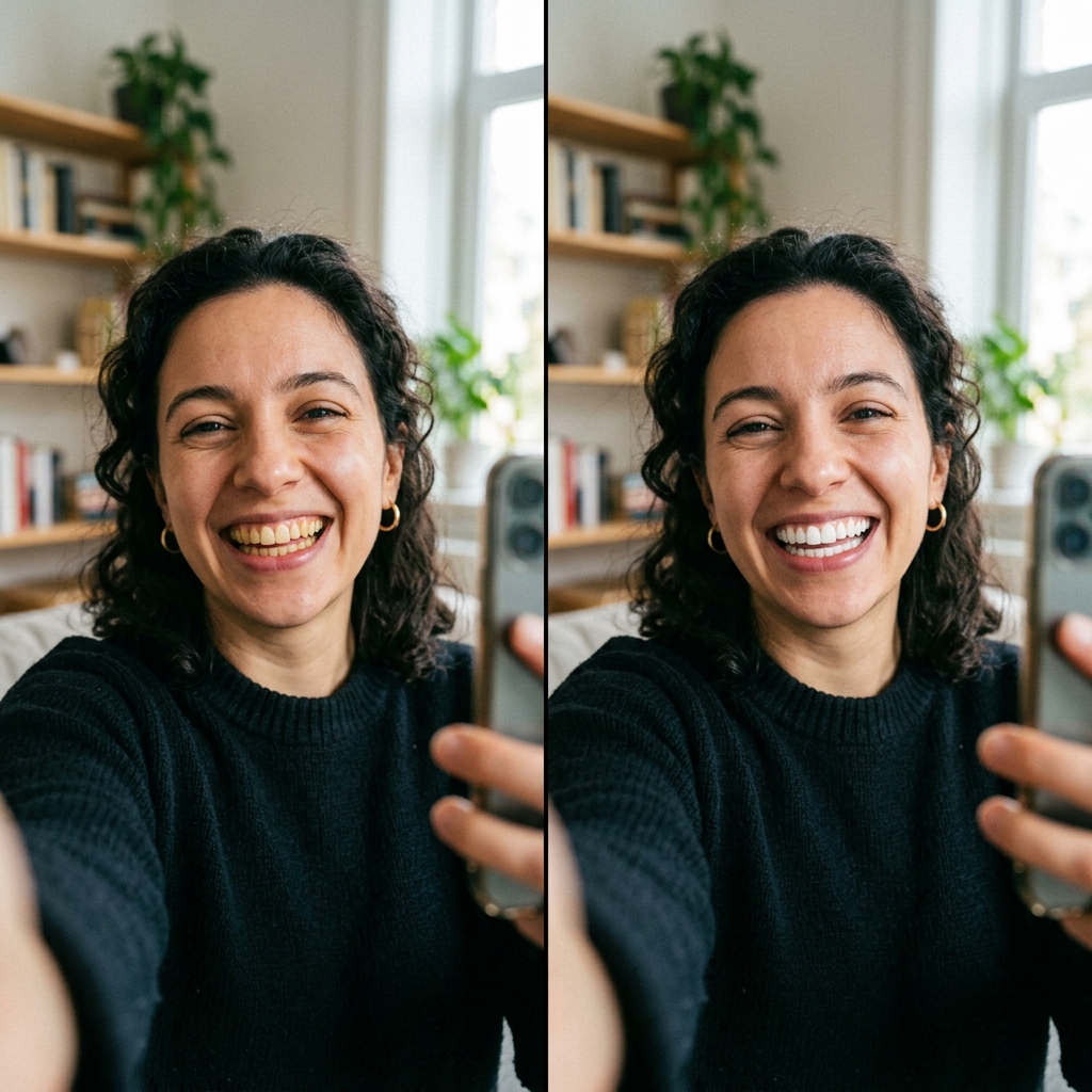 Before and after teeth whitening comparison